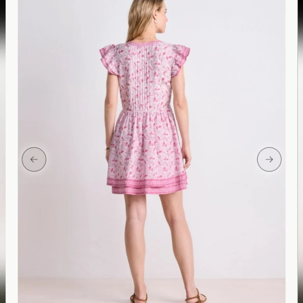 Vineyard Vines Nora Pintuck Dress, Size S, Pink, White & Purple - Picture 3 of 11